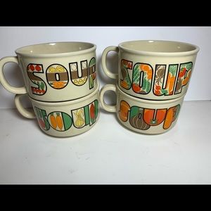 Vintage set of 4! Ceramic vegetable Soup Mugs made by Fred Robert’s in Japan